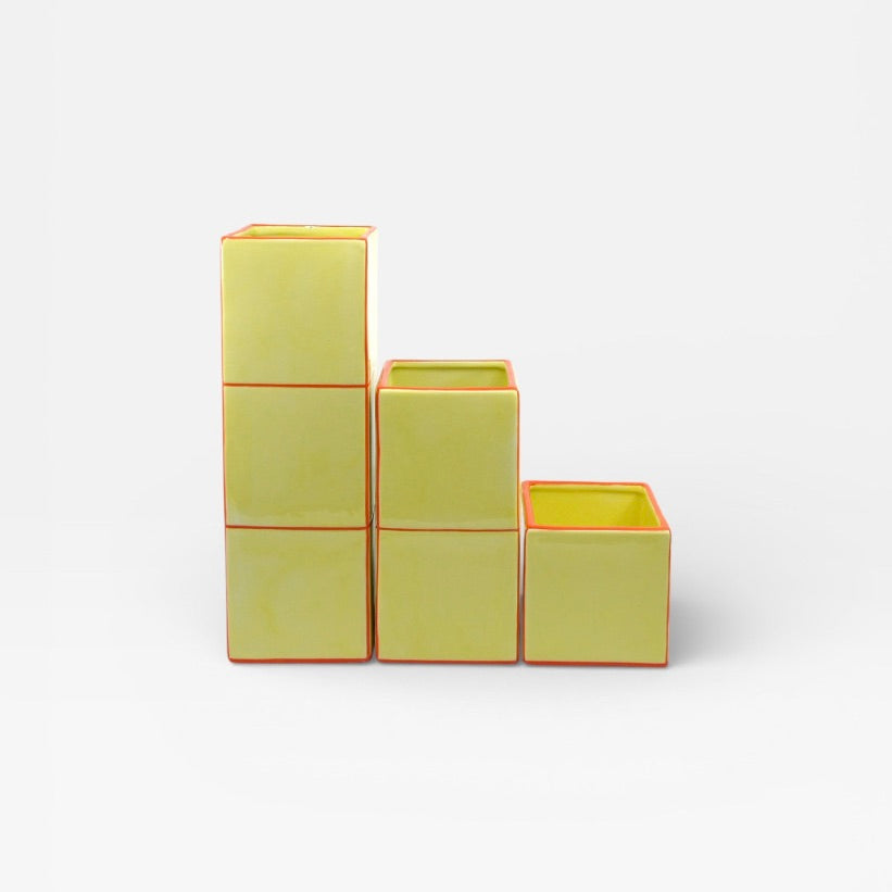 Table Machine Vase “Double Tile” Yellow & Orange | Modernes Statement | Table Machine