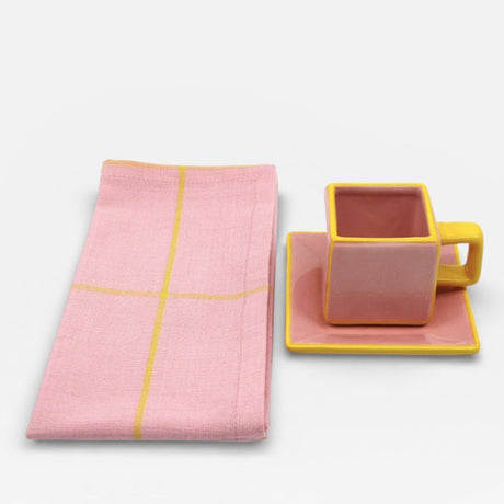 Table Machine Servietten “Tile” 6 Stk. Pink & Yellow | 6er-Set | Table Machine