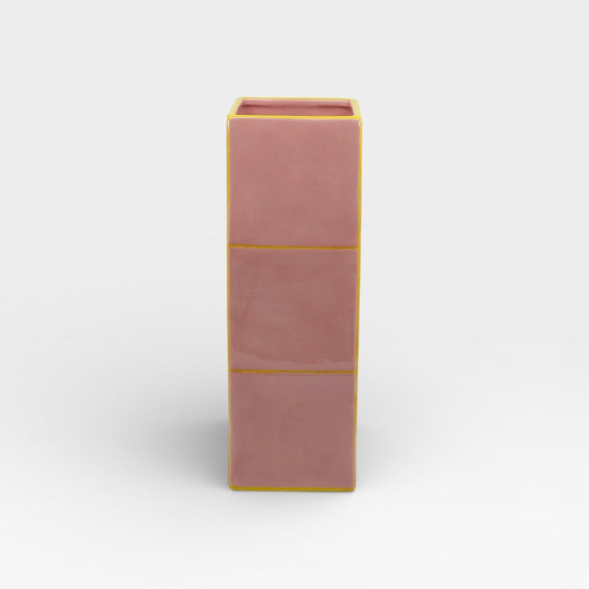 Table Machine Vase “Triple Tile” Pink & Yellow | Skulpturales Design | Table Machine