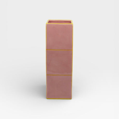 Table Machine Vase “Triple Tile” Pink & Yellow | Skulpturales Design | Table Machine