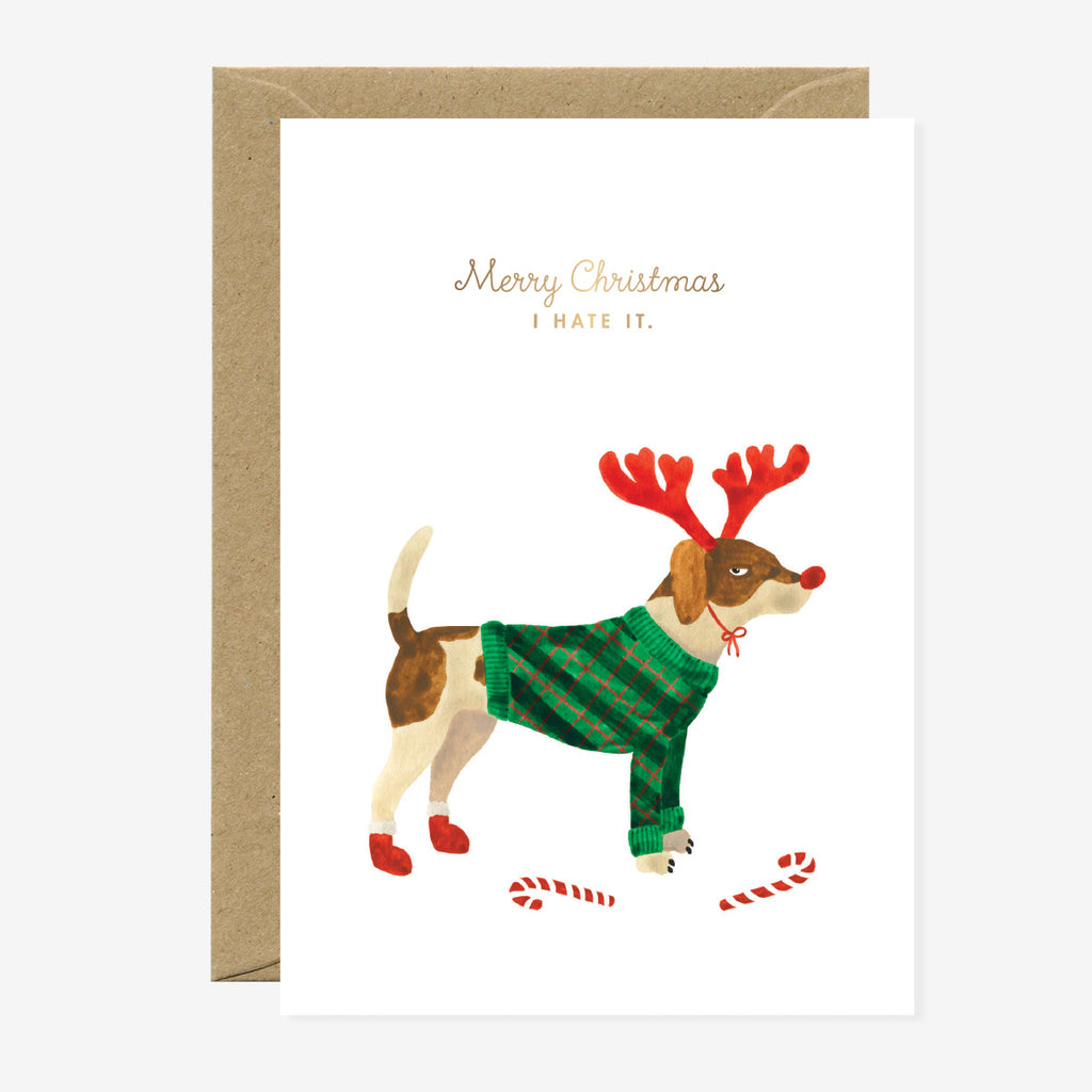 CLAIRE LEINA Grußkarte Claire Leina "Merry Christmas I hate it" | A6 Klappkarten mit Recycling-Umschlag aus Frankreich