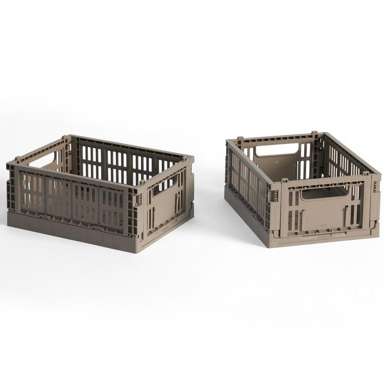 HAY Faltbox „Colour Crate Mini Warm Grey“ | 2er-Set in sanftem Grau | HAY
