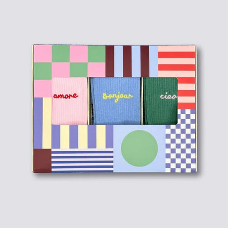 NO BAD DAYS CLUB Socken “Amore, Bonjour, Ciao” | 3er-Set Love & Dolce Vita | NO BAD DAYS CLUB