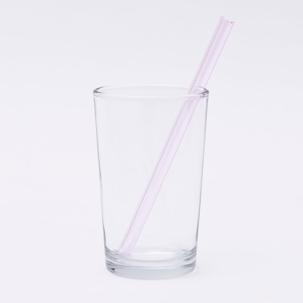 SCHEE Trinkhalm aus Glas 15cm Pink