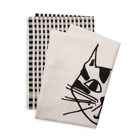 helen b Geschirrtücher “Kitty” (2er Set) | Katzen-Look für die Küche | helen b