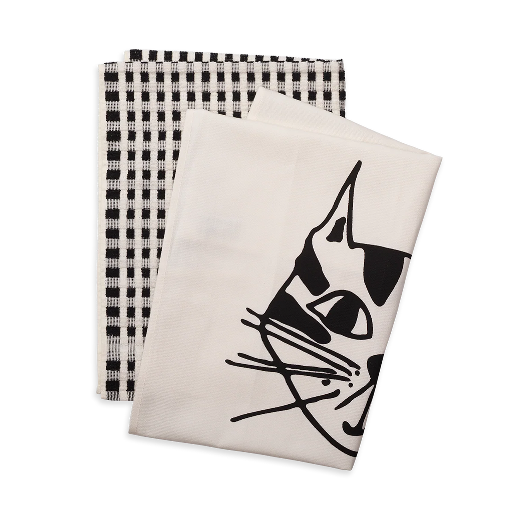 helen b Geschirrtücher “Kitty” (2er Set) | Katzen-Look für die Küche | helen b