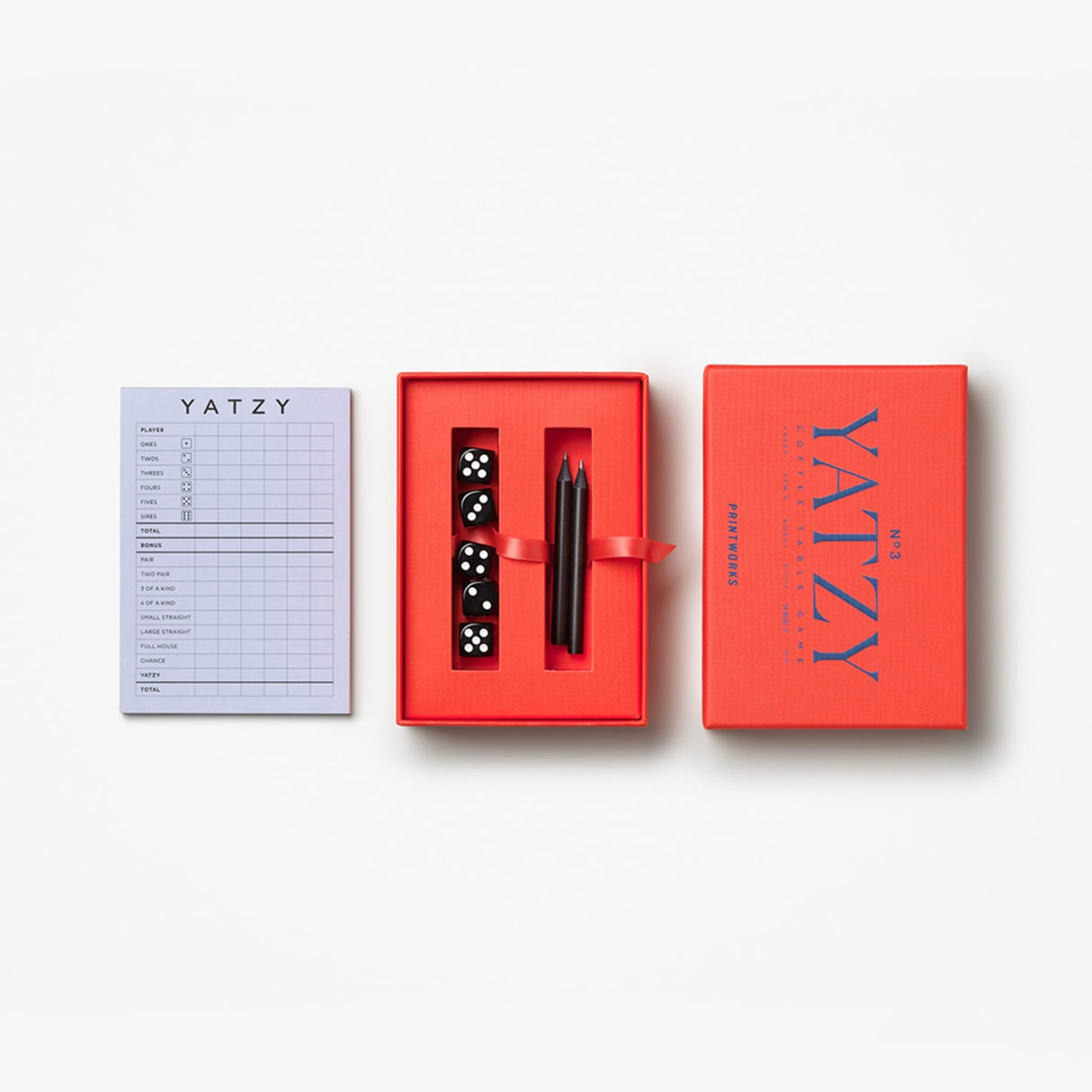 PRINTWORKS Spiel “Classic Yatzy” Red | Design Würfelspiel | PRINTWORKS