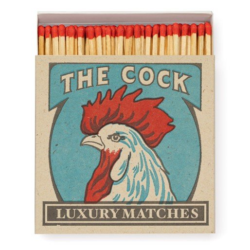 Archivist Lange Streichhölzer "The Cock" von The Archivist | 100 Stück in Square Matchbox