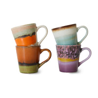 HKliving Espresso Tasse HKliving "70s Ceramics Retro" | 4 Stück | 80ml Steingut-Tasse im Retro-Design