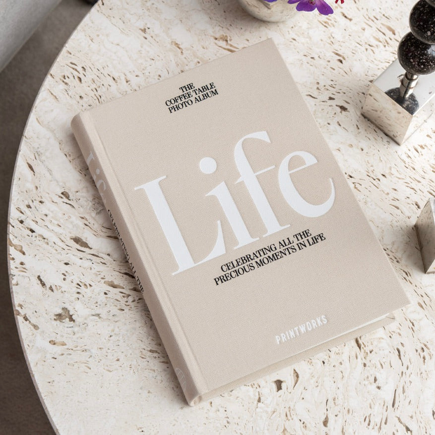 PRINTWORKS Fotoalbum "Life" (Beige) |PRINTWORKS | Album mit elegantem Stoffeinband