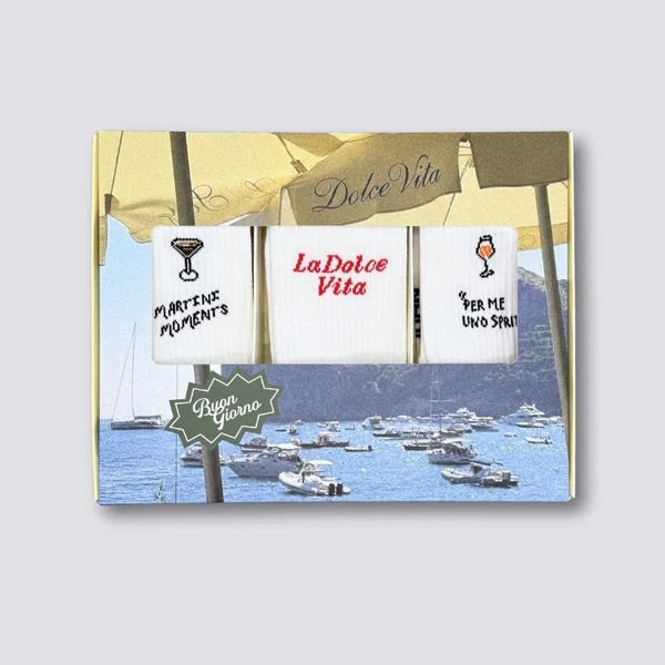 NO BAD DAYS CLUB Socken “Martini Moment, La Dolce Vita, Per me uno Spritz” | 3er-Set Aperitivo Vibes | NO BAD DAYS CLUB