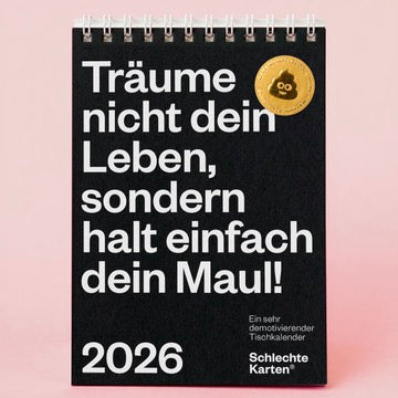 Schlechte Karten Tischkalender „Demotivierend 2026“ | Für realistische Planung | Schlechte Karten