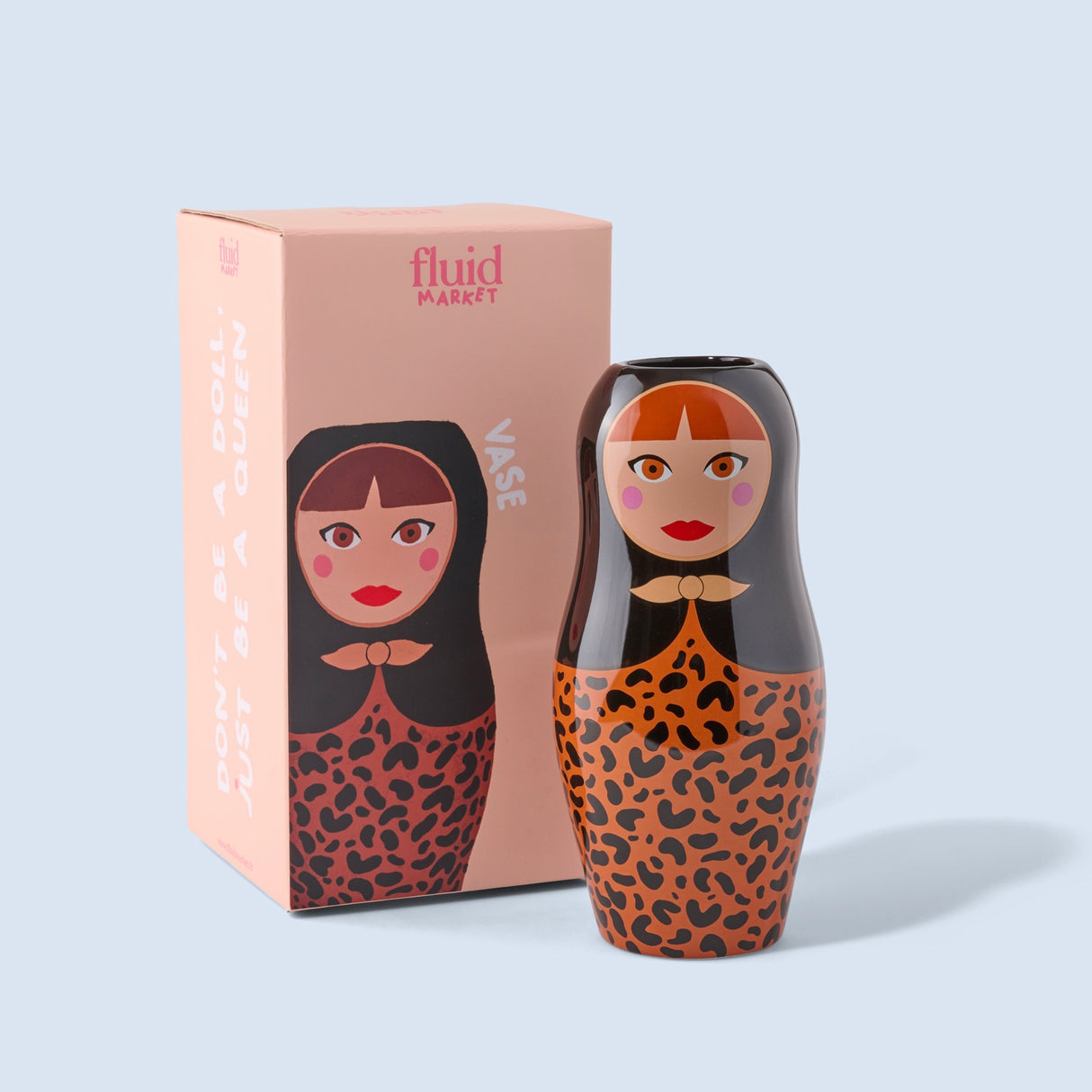 Fluid Market Vase „Doll Leopard“ | Figurative Vase im Leopardenlook | Fluid Market