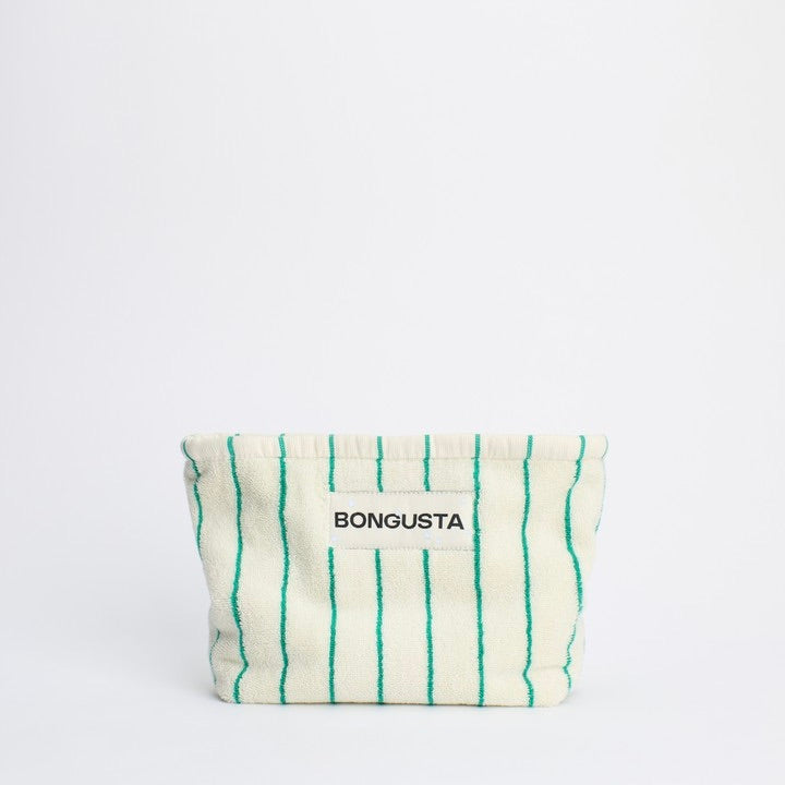 BONGUSTA Kulturbeutel „Naram Pure White & Grass“ | Weiß-Grün-Kombi | Bongusta
