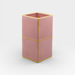 Table Machine Vase “Double Tile” Pink & Yellow | Modernes Statement | Table Machine