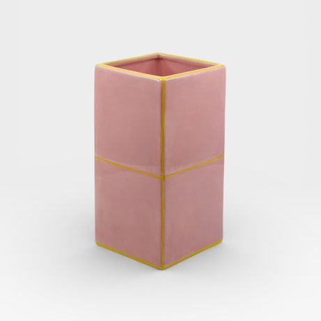 Table Machine Vase “Double Tile” Pink & Yellow | Modernes Statement | Table Machine