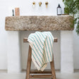 BONGUSTA Badelaken BONGUSTA “Naram Pure White & Grass” | 100x150 cm | Sanfte Farben