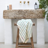 BONGUSTA Badelaken BONGUSTA “Naram Pure White & Grass” | 100x150 cm | Sanfte Farben