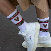 LOONES Socken LOONES “Leo Heart White” | Für Liebe zum Tragen