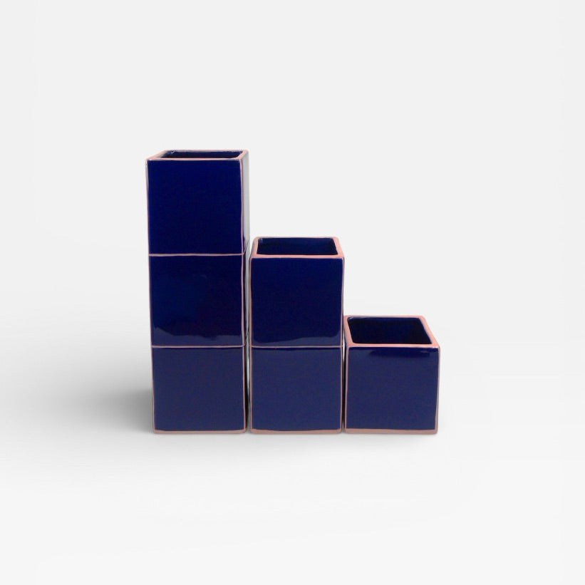 Table Machine Vase “Double Tile” Blue & Pink | Modernes Statement | Table Machine