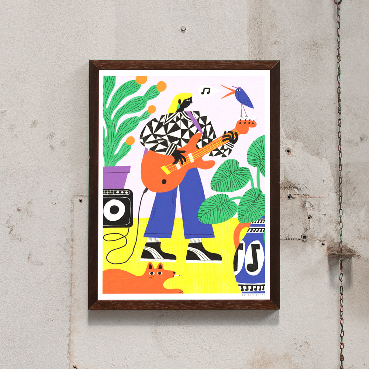 Dans les Dents La Joueuse de Basse (30 x 40cm)