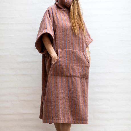 BONGUSTA Poncho „Naram Camel & Ultramarine S/M“ | Für Strand & Bad | Bongusta