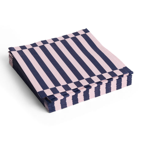 HAY Servietten „Light Pink & Dark Blue Pillar Stripe“ | Set mit 20 Stück | HAY