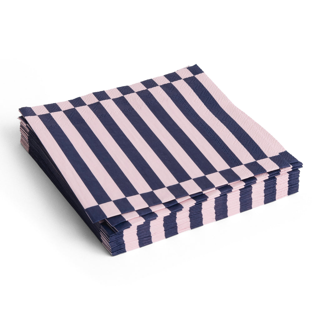 HAY Servietten „Light Pink & Dark Blue Pillar Stripe“ | Set mit 20 Stück | HAY