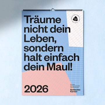 Schlechte Karten Wandkalender „Demotivierend 2026“ | Monat für Monat mies drauf | Schlechte Karten
