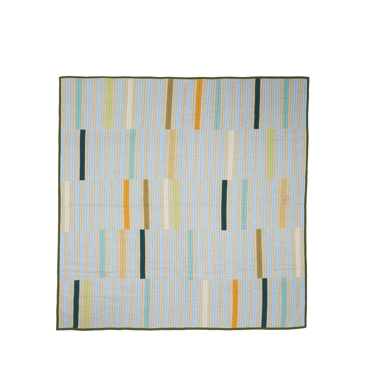 Hübsch Tagesdecke „Twist Block Dark Green/Multicolour“ | 260 × 260 cm | Hübsch