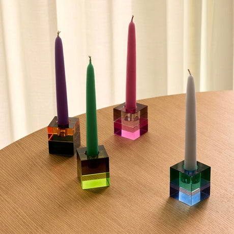 Hübsch Kerzenständer-Set „Block Brown/Green Gray/Rosa“ | Stilvoll | Hübsch