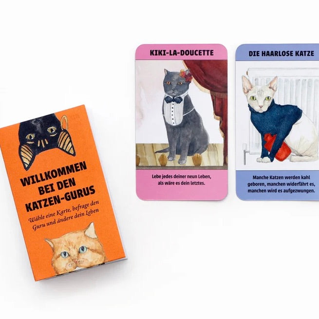 Laurence King Verlag Kartenset "Katzen-Gurus" Mini | Lustiges Spiel für Katzenliebhaber