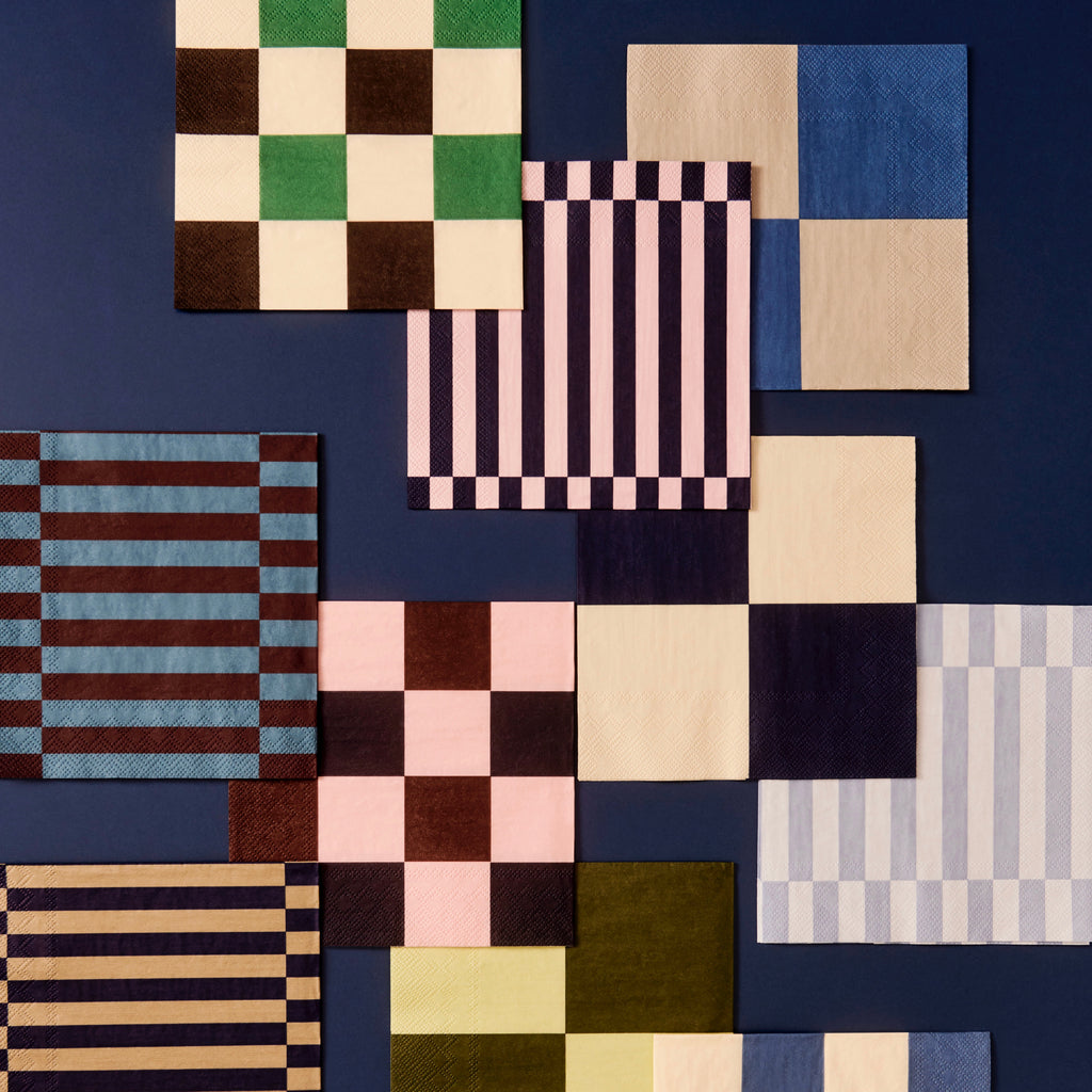 HAY Servietten „Light Pink & Dark Blue Pillar Stripe“ | Set mit 20 Stück | HAY