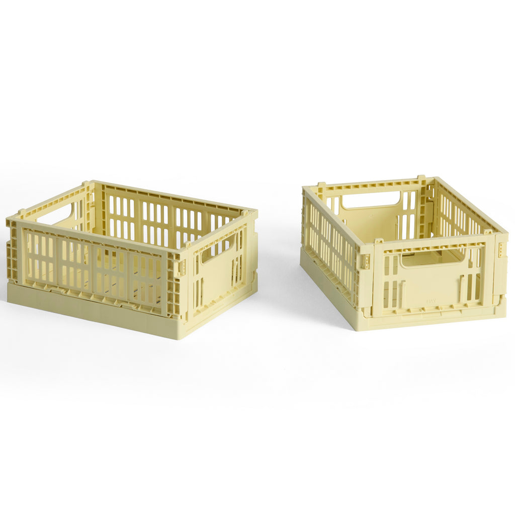HAY Faltbox „Colour Crate Mini Light Yellow“ | 2er-Set in Pastellgelb | HAY
