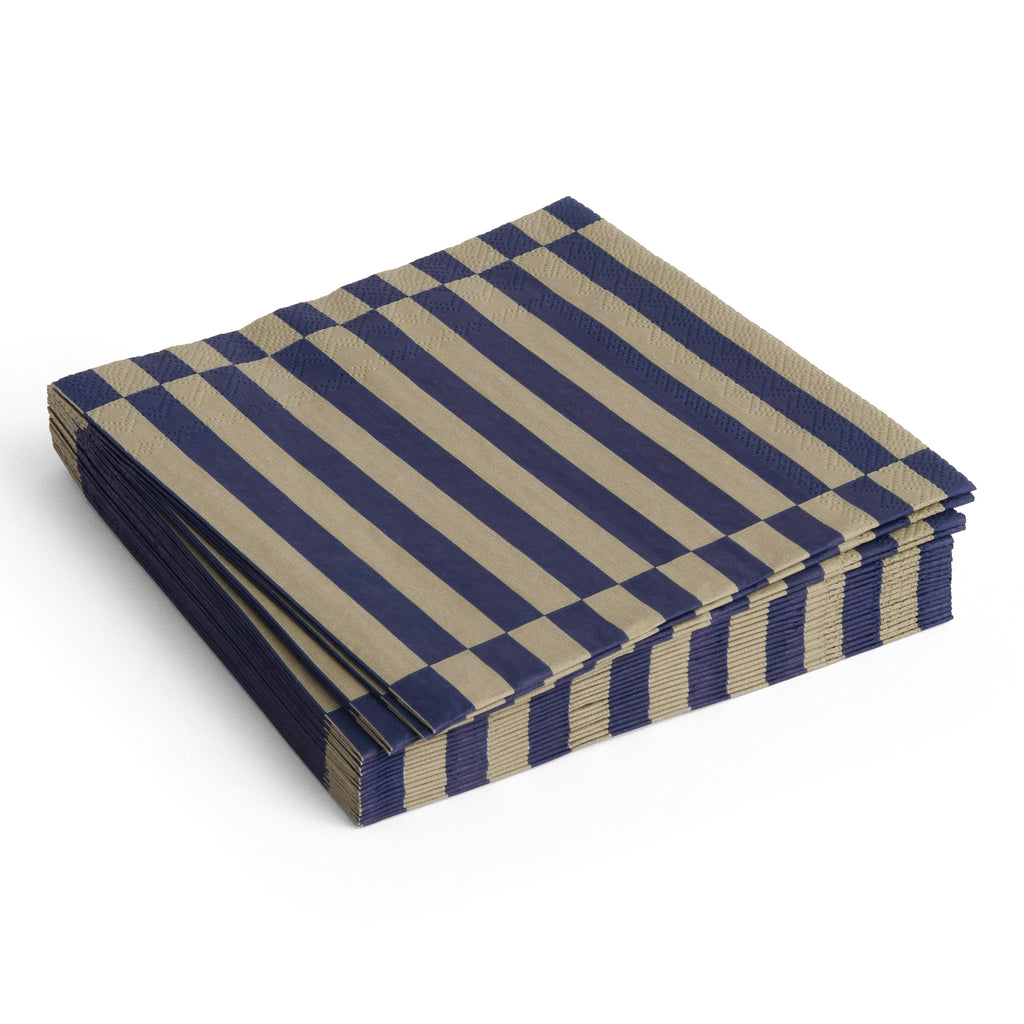 HAY Servietten „Dark Blue & Dark Sand Pillar Stripe“ | Set mit 20 Stück | HAY