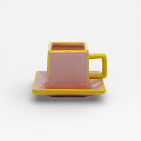 Table Machine Tassen “Coffee Cup Tile” 2 Stk. Pink & Yellow | 2er-Set | Table Machine