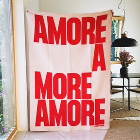 navucko Decke “Amore” Weiß/Rot 130 x 200 cm | 100% Wolle | navucko
