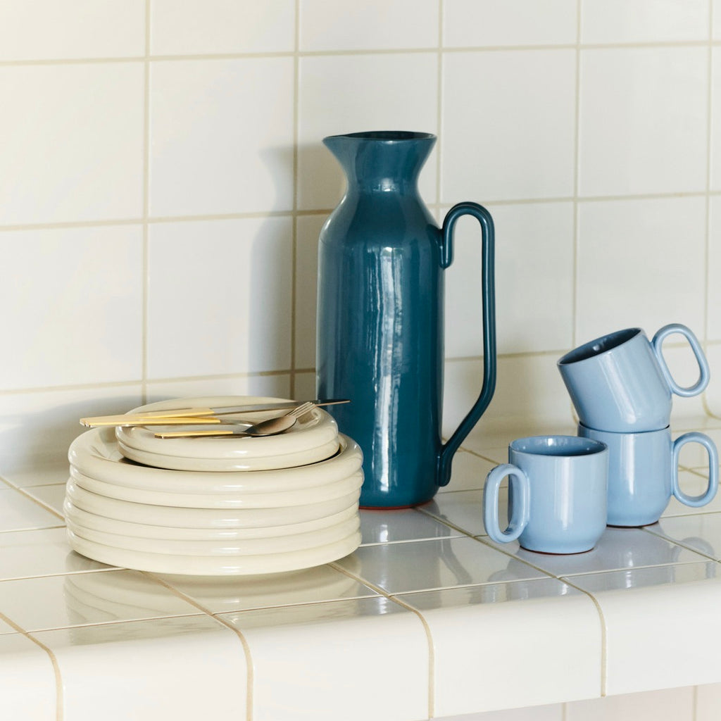 HAY Teller „Barro Plate Off-White 24 cm“ | 2er-Set aus Terracotta | HAY