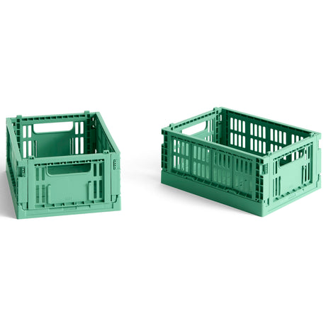 HAY Faltbox „Colour Crate Mini Dark Mint“ | 2er-Set in dunklem Mint | HAY