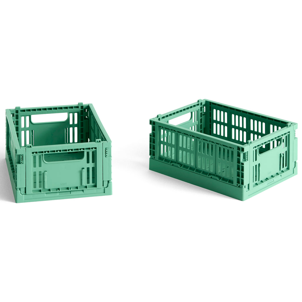 HAY Faltbox „Colour Crate Mini Dark Mint“ | 2er-Set in dunklem Mint | HAY