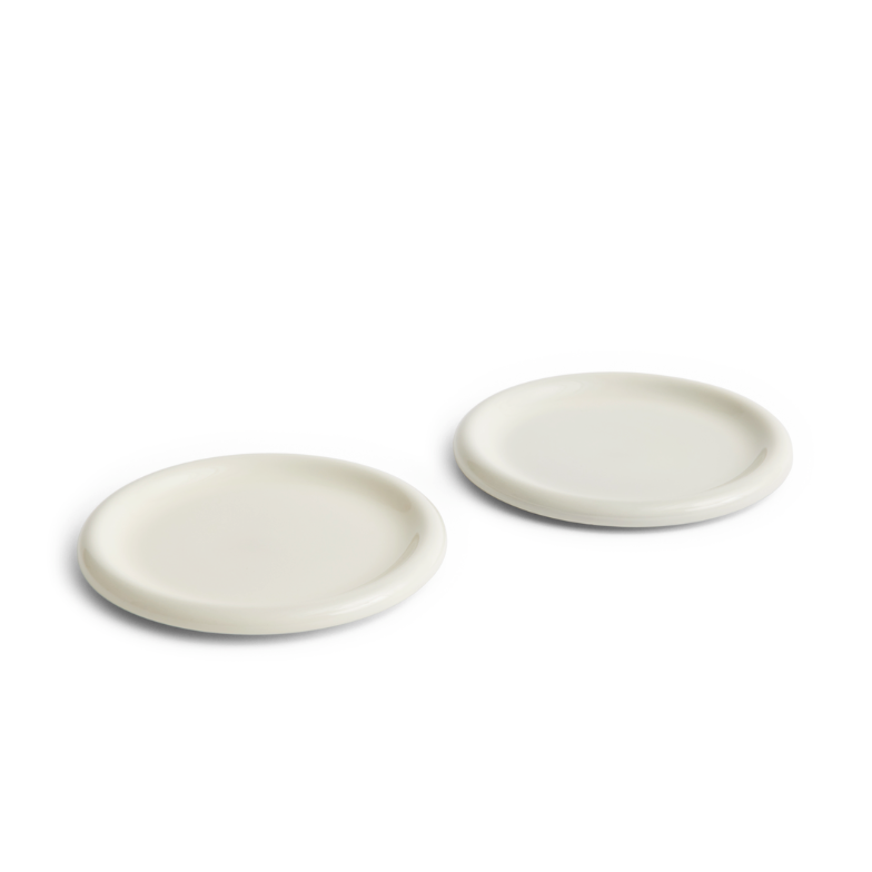 HAY Teller „Barro Plate Off-White 24 cm“ | 2er-Set aus Terracotta | HAY