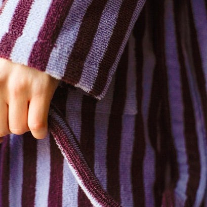 BONGUSTA Bademantel „Naram Wine & Lavender Blue L/XL“ | Zum Einkuscheln | Bongusta