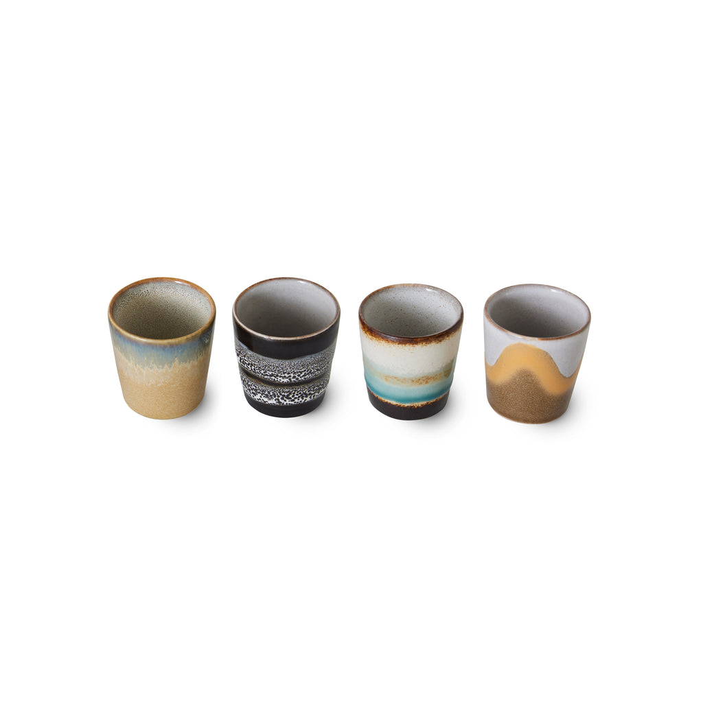 HKliving 4er Set Eierbecher HKliving "70s Ceramics Granite" | 4 Stück Eierbecher aus Steingut im Retro-Design