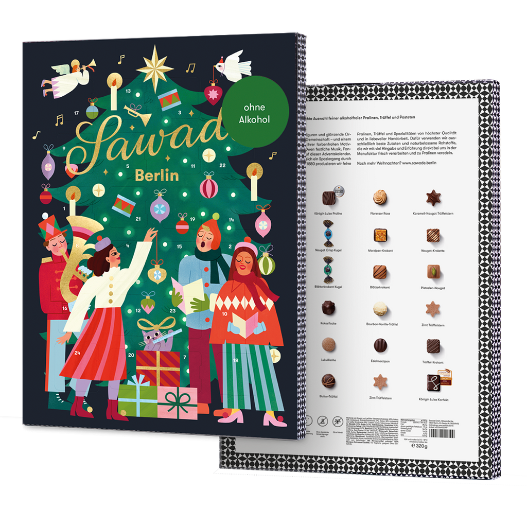 Sawade Adventskalender Sawade “Tannenbaum alkoholfrei” | Edler Pralinenkalender
