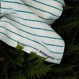 BONGUSTA Badelaken BONGUSTA “Naram Pure White & Grass” | 100x150 cm | Sanfte Farben