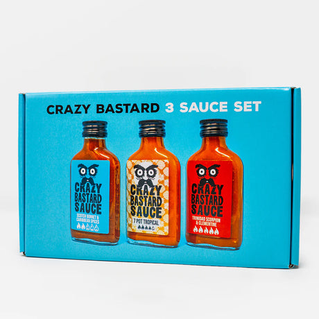 CBS Foods Chilisaucen "Caribbean Box" (3er Set) | Mild bis sehr scharf | Crazy Bastard Sauce