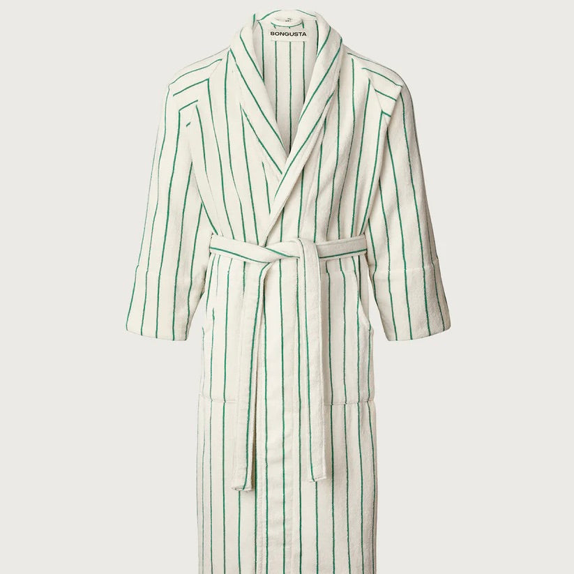 BONGUSTA Bademantel „Naram Pure White & Grass“ (S/M) | BONGUSTA | Cooler Bademantel