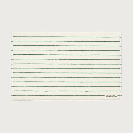 BONGUSTA Badematte BONGUSTA “Pure White & Grass” | 50x80cm Baumwolle | Zeitlos & Frisch