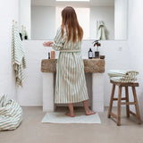 BONGUSTA Badematte BONGUSTA “Pure White & Grass” | 50x80cm Baumwolle | Zeitlos & Frisch