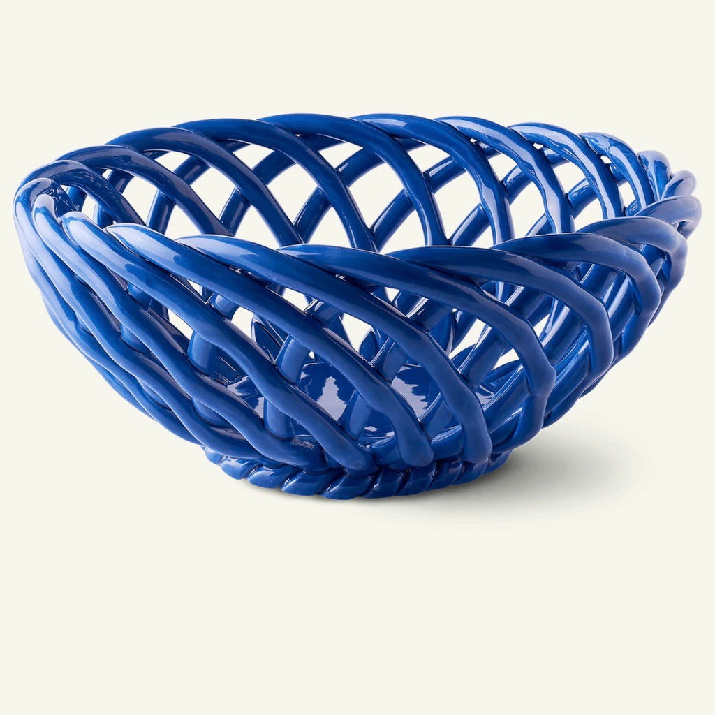 OCTAEVO Schale "Basket Sicilia Large (Blue)" | Obstkorb aus Keramik in blau